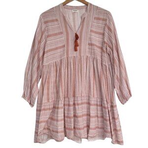 World Market Boho Tunic Mini Dress S/M 100% Cotton Tiered